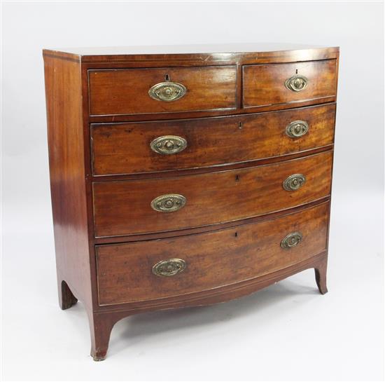 A George III mahogany bowfront chest, W.3ft 6.5in.